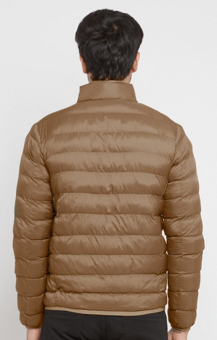 Status Quo | Men's Brown Polycotton Quilted Bomber Jackets 2
