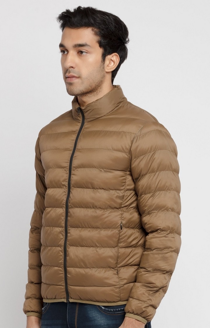 Status Quo | Men's Brown Polycotton Quilted Bomber Jackets 1