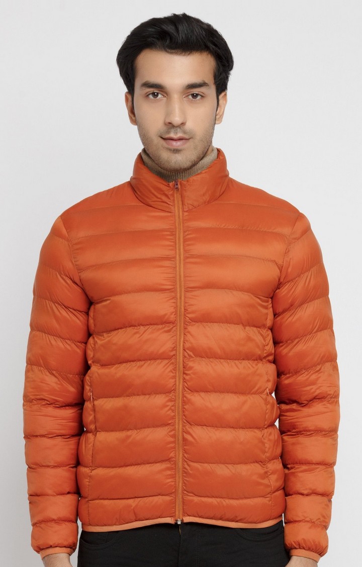 Status Quo | Men's Orange Polycotton Quilted Bomber Jackets 0