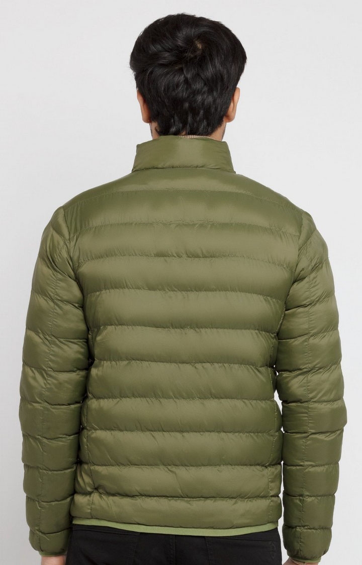 Status Quo | Men's Green Polycotton Quilted Bomber Jackets 2