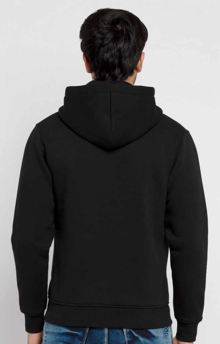 Men's Black Polycotton Printed Hoodies