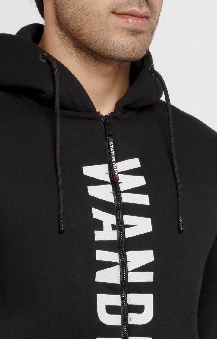 Men's Black Polycotton Printed Hoodies
