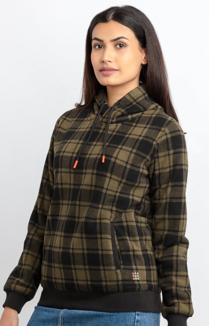 Women's Green Polycotton Solid Sweatshirts