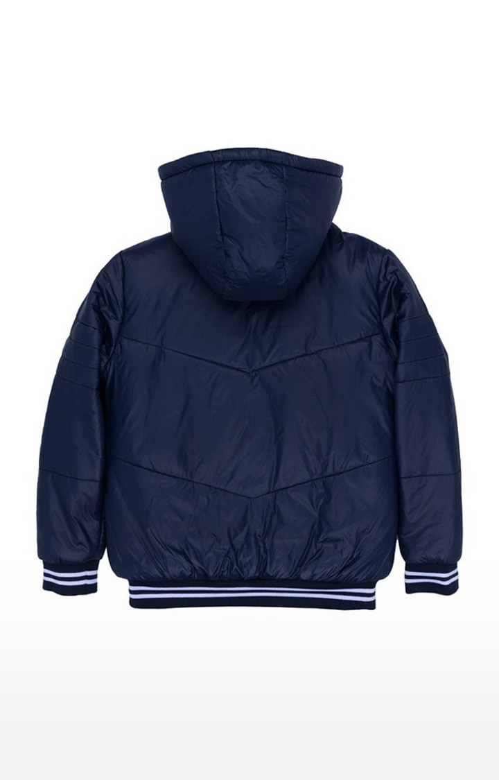 Boy's Blue Nylon Solid Bomber Jackets