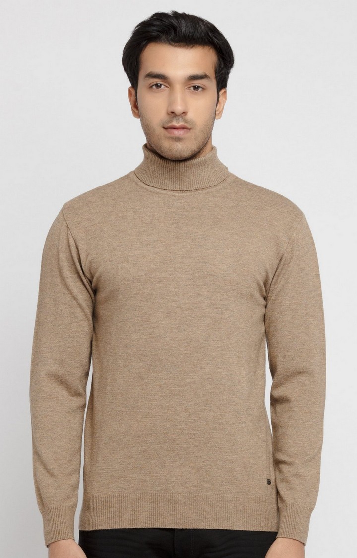 Status Quo | Men's Brown Polycotton Solid Sweaters 0