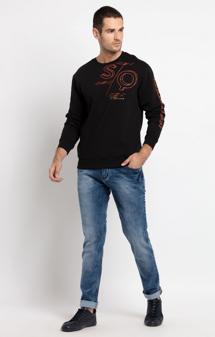Status Quo | Men's Black Cotton Solid Sweatshirts 1