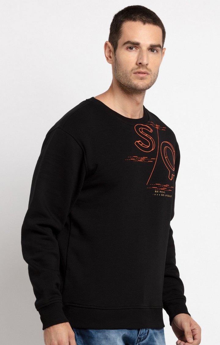 Status Quo | Men's Black Cotton Solid Sweatshirts 2