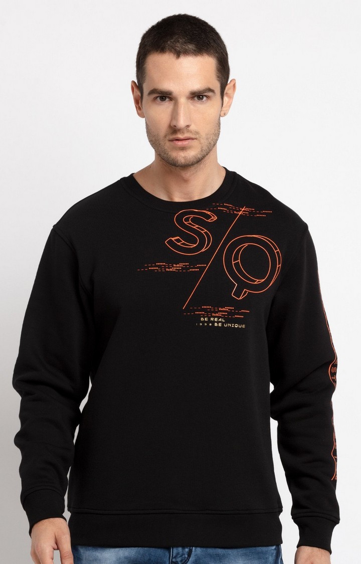 Status Quo | Men's Black Cotton Solid Sweatshirts 0