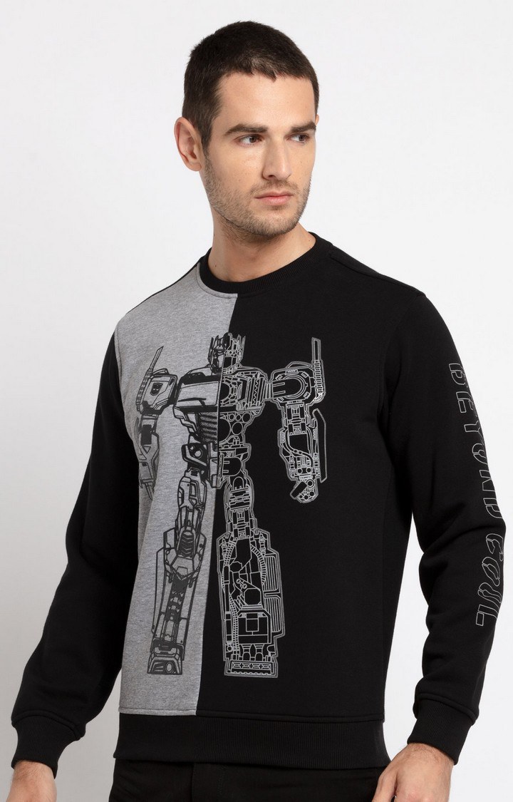 Men's Grey Polycotton Colourblock Sweatshirts
