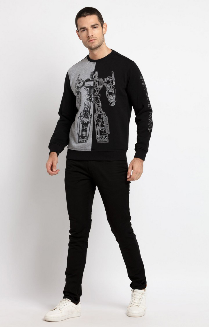 Men's Grey Polycotton Colourblock Sweatshirts