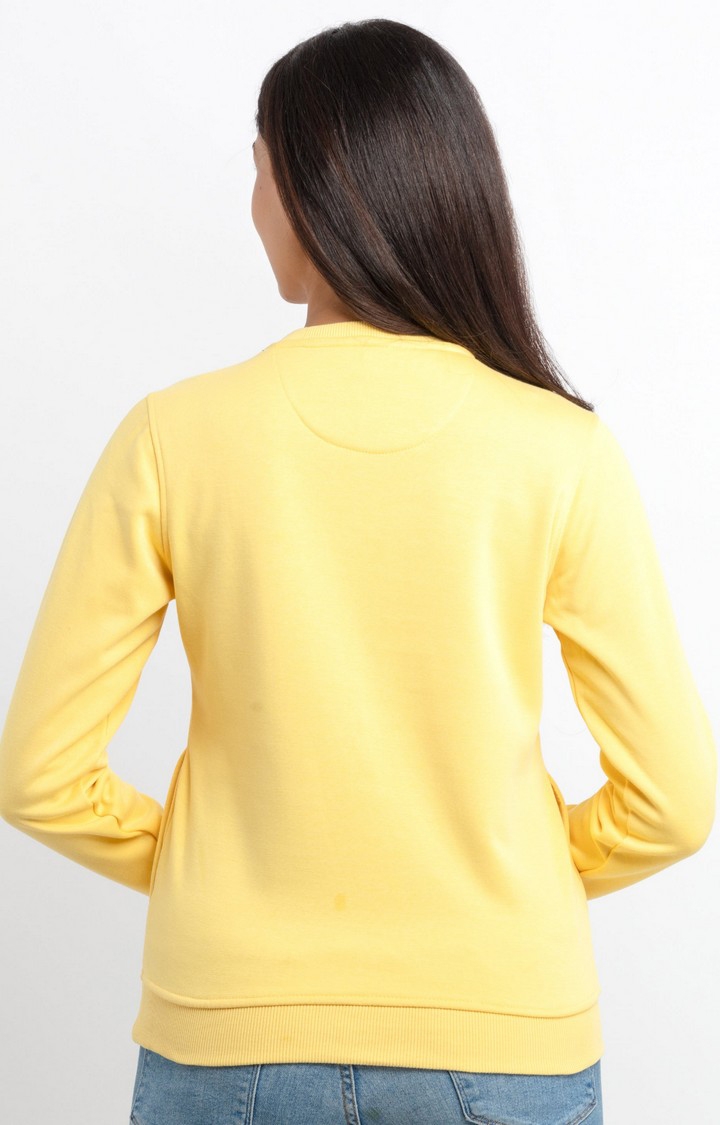 Status Quo | Women's Yellow Cotton Printed Sweatshirts 3