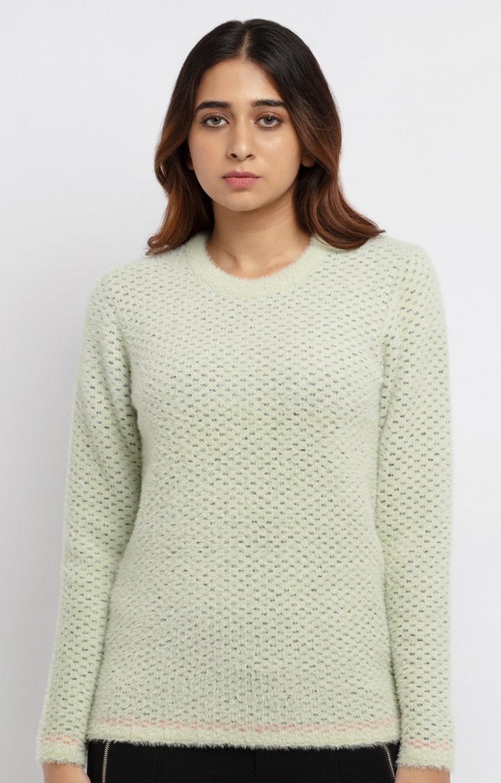 Status Quo | Women's Green Polycotton Solid Sweaters 0