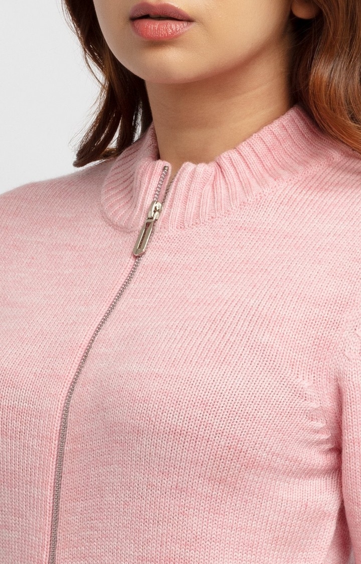 Status Quo | Women's Pink Polycotton Solid Sweaters 3