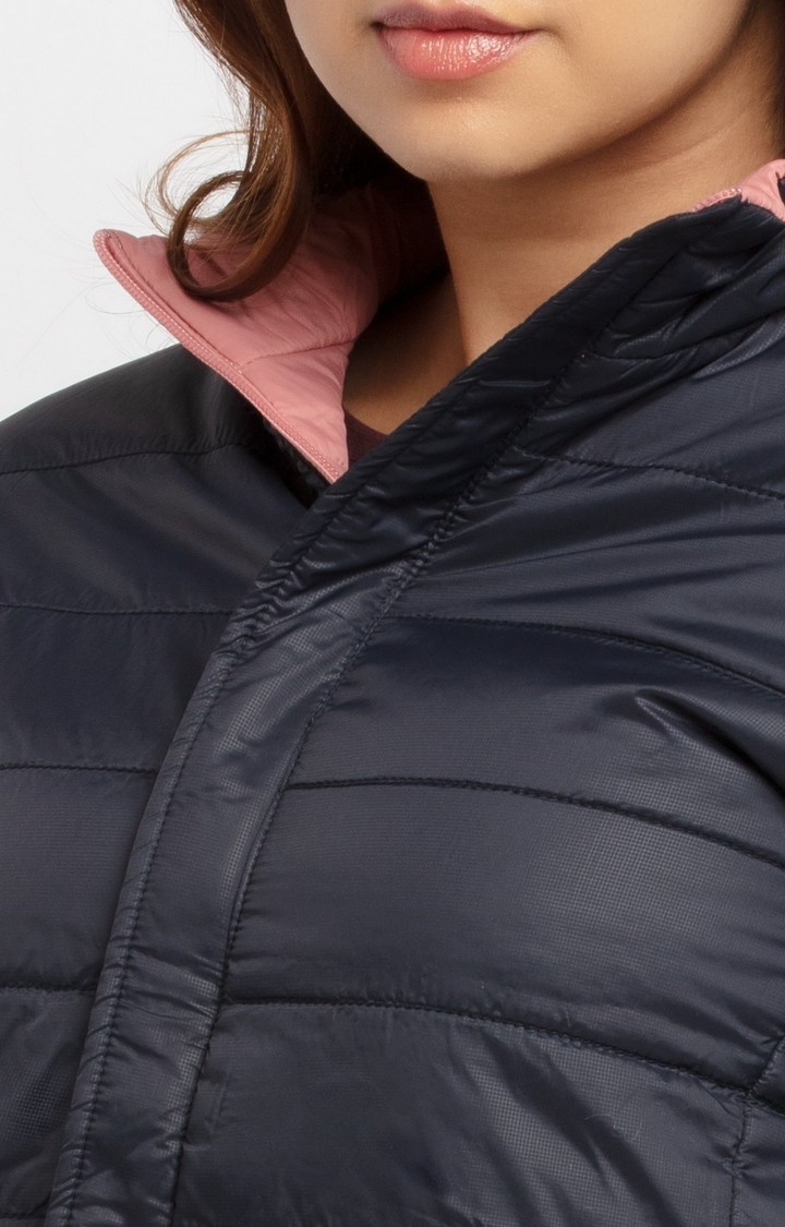 Status Quo | Women's Pink Polyester Quilted Bomber Jackets 7