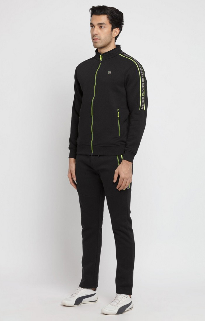 Black Polycotton Printed Tracksuits