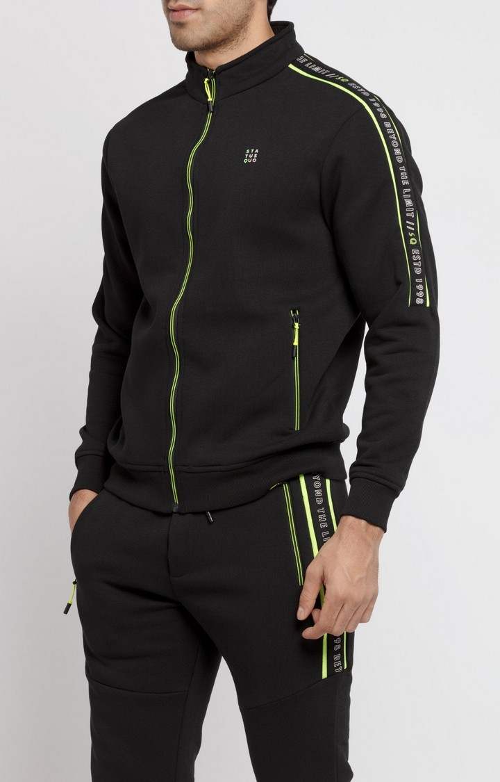 Black Polycotton Printed Tracksuits