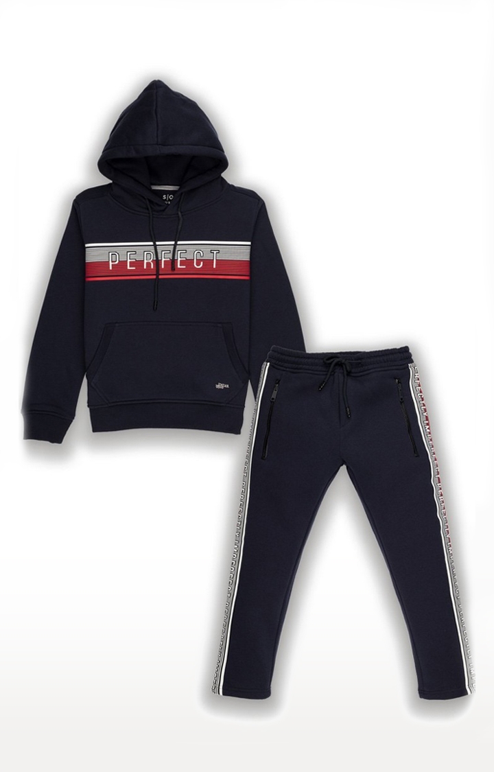 Status Quo | Blue Cotton Printed Tracksuits 0