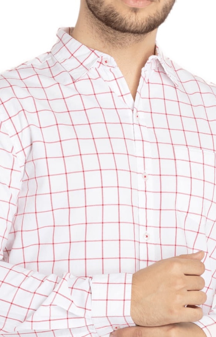 Status Quo | Men's White Cotton Checked Casual Shirts 3