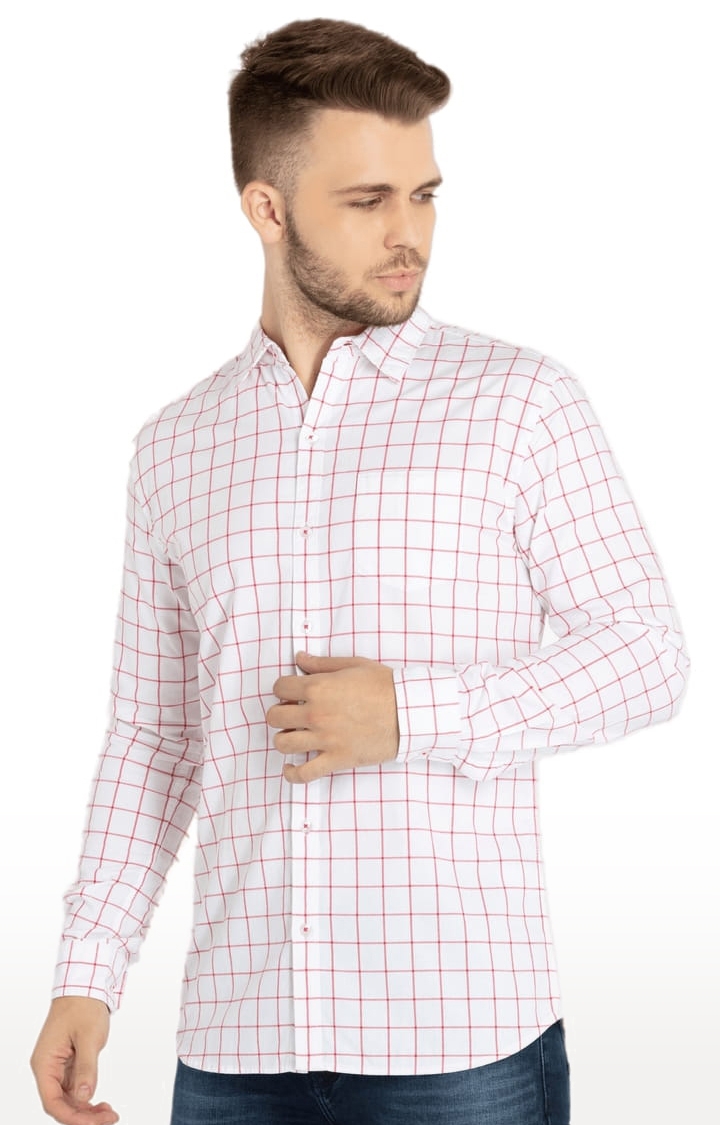Status Quo | Men's White Cotton Checked Casual Shirts 1