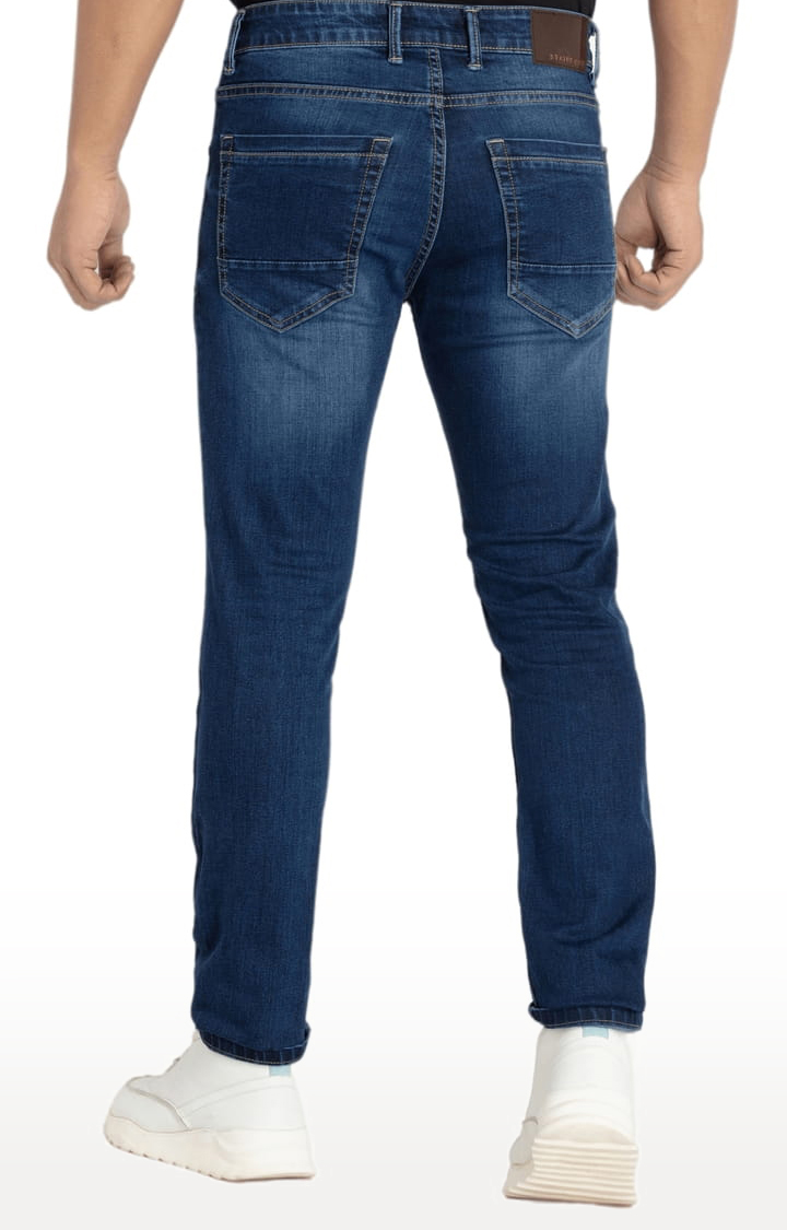 Men's Blue Cotton Solid Straight Jeans