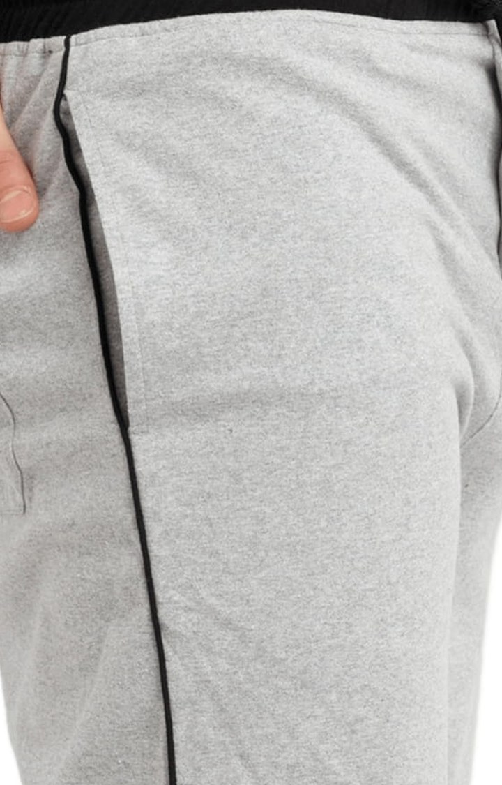 Men's Grey Cotton Melange Textured Short