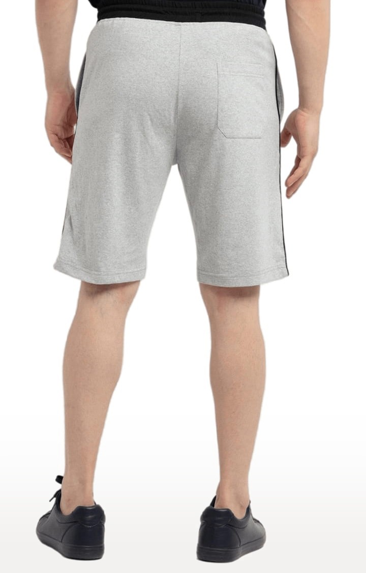 Men's Grey Cotton Melange Textured Short