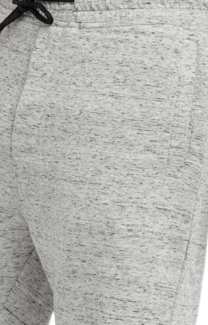 Men's Grey Cotton Melange Textured Short