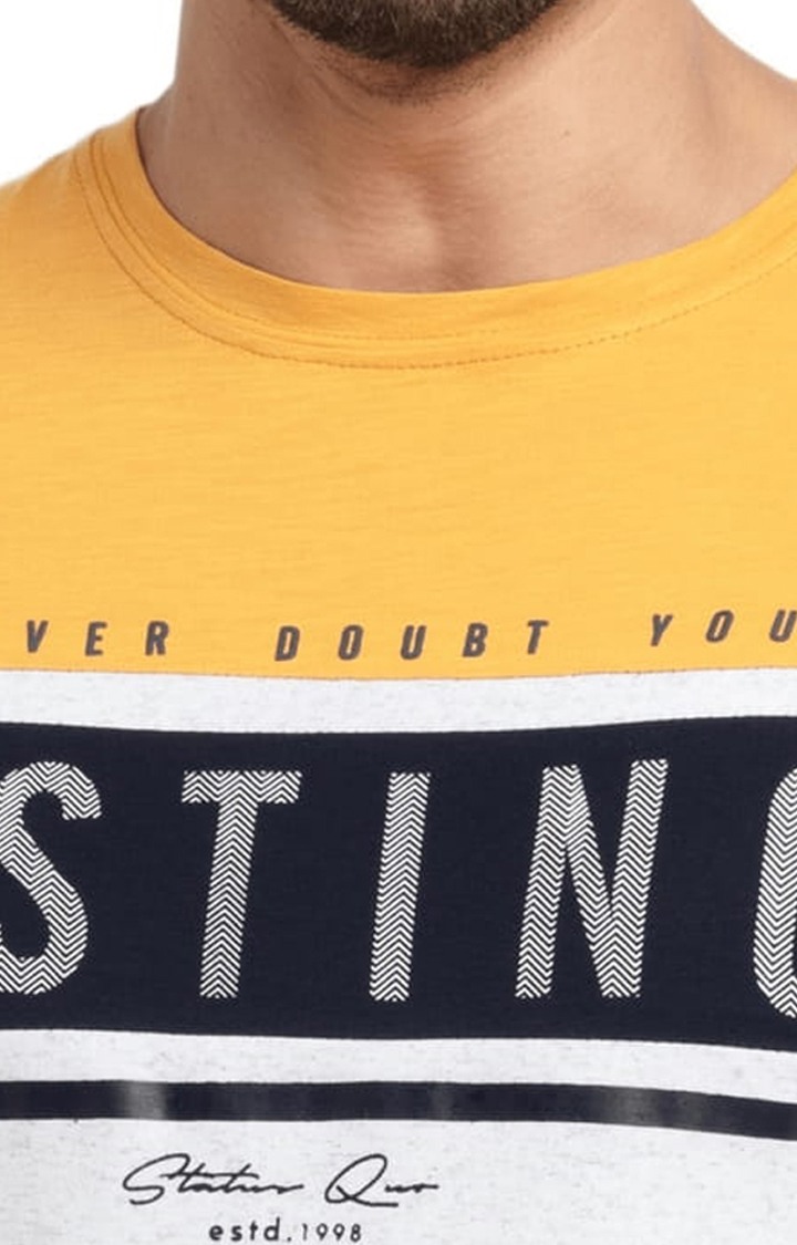 Men's Yellow Cotton Solid Sweatshirts