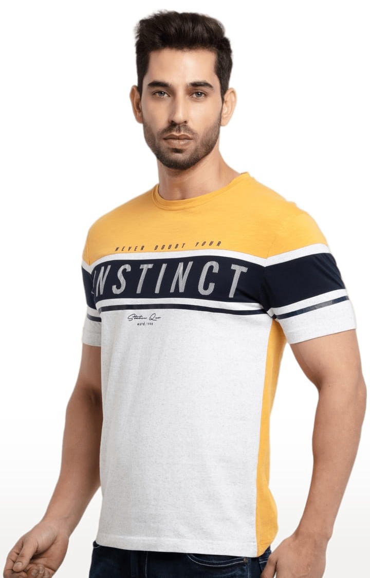 Men's Yellow Cotton Solid Sweatshirts
