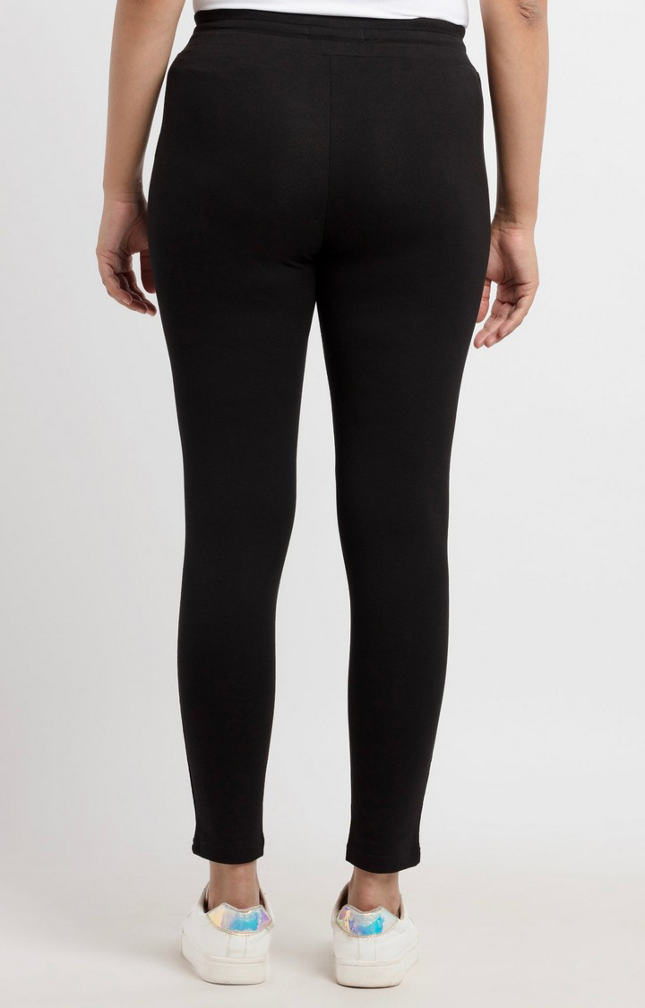 Women's Black Printed Trackpants