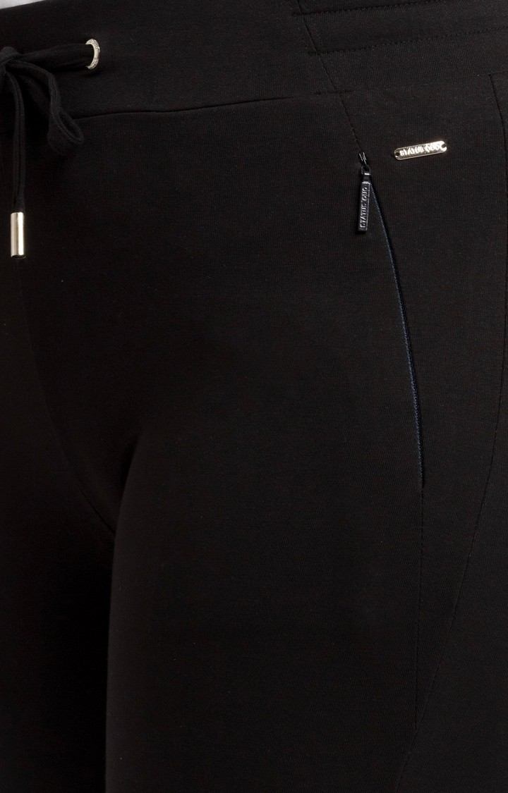 Women's Black Printed Trackpants