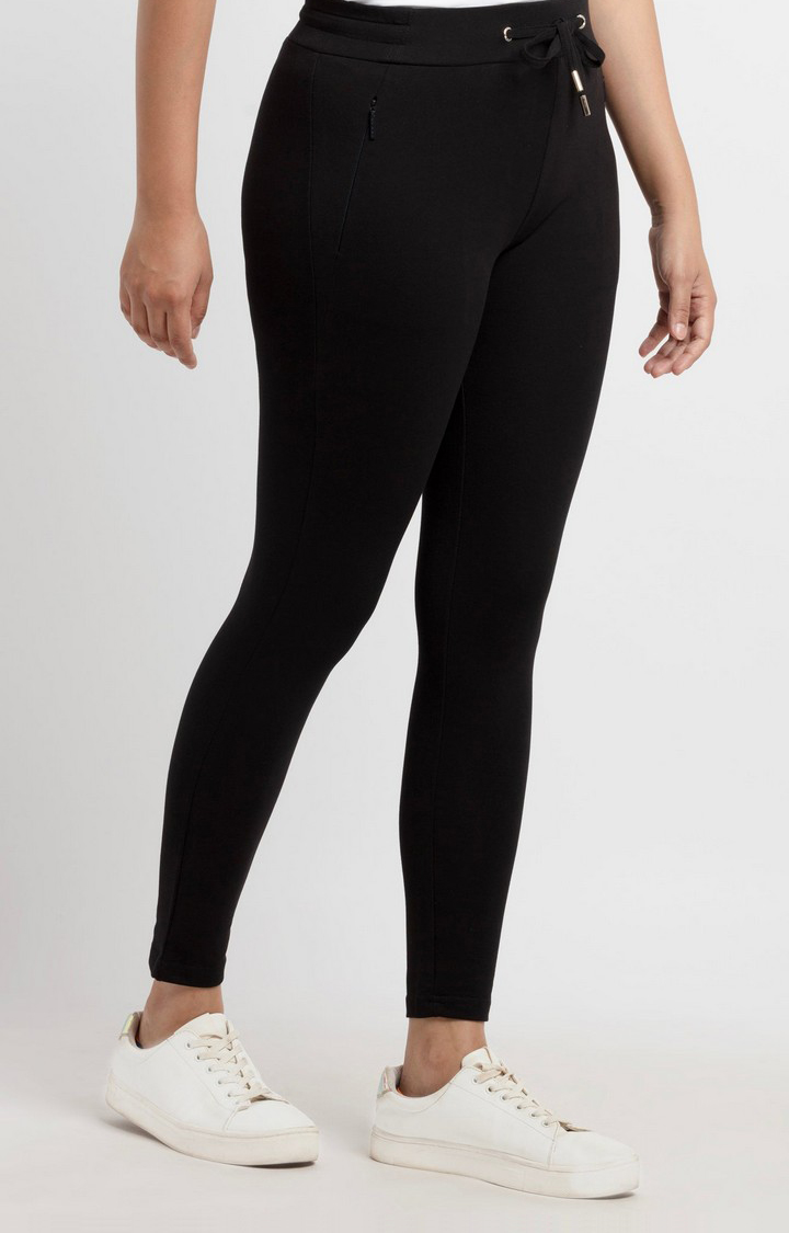 Women's Black Printed Trackpants