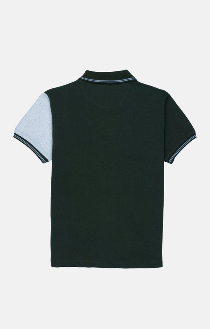 Status Quo | Boys Geen and Blue Cotton Colourblock Polo T-Shirts 1