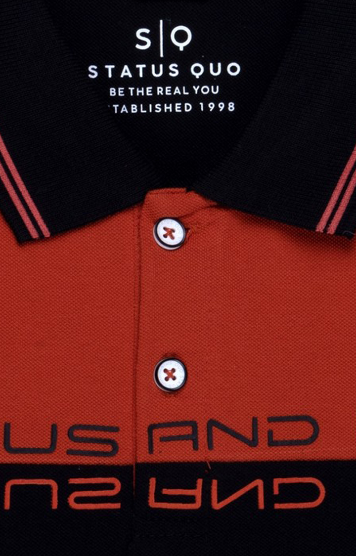 Boy's Black Cotton Colourblock Polos