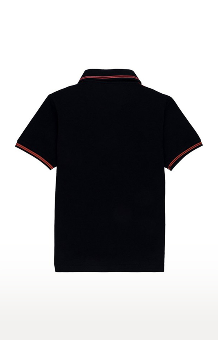 Boy's Black Cotton Colourblock Polos