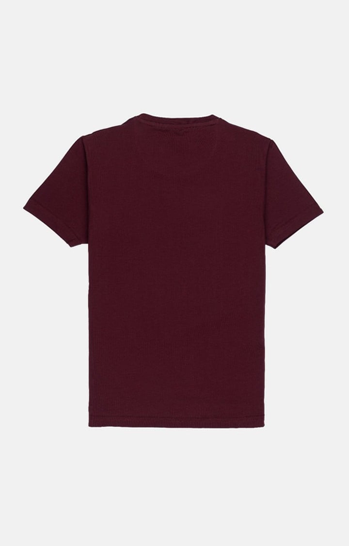 Boys Red Cotton Typographic Printed Regular T-Shirt