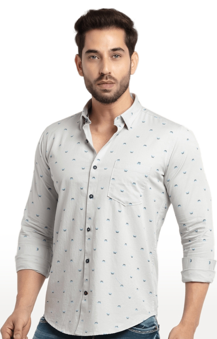 Status Quo | Men's Grey Cotton Printed Casual Shirts 2