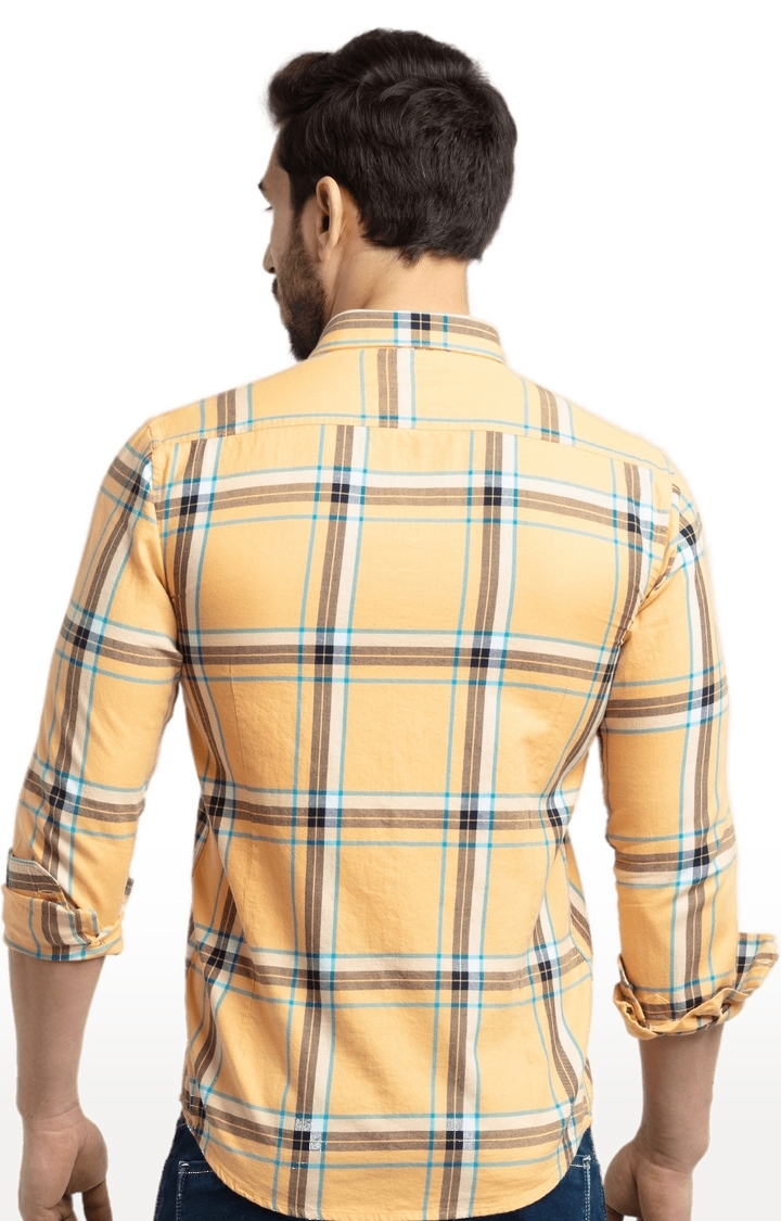 Status Quo | Men's Yellow Cotton Checked Casual Shirts 3