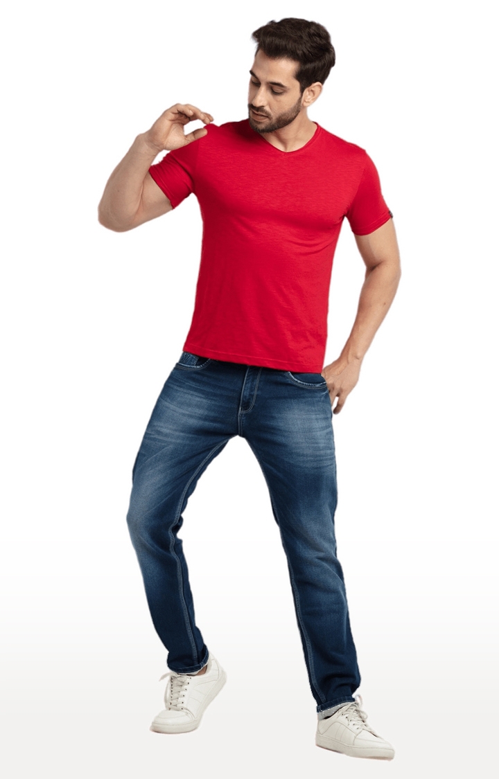 Status Quo | Men's Red Cotton Solid Regular T-Shirt 1