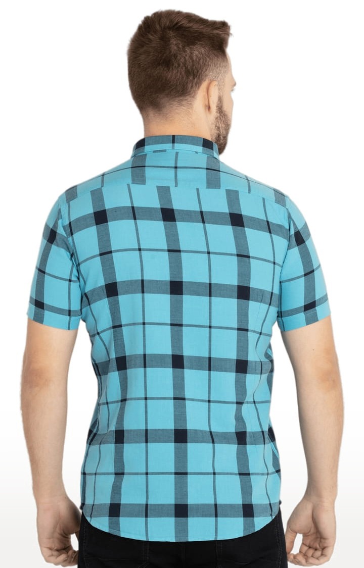 Status Quo | Men's Blue Cotton Checked Casual Shirts 2