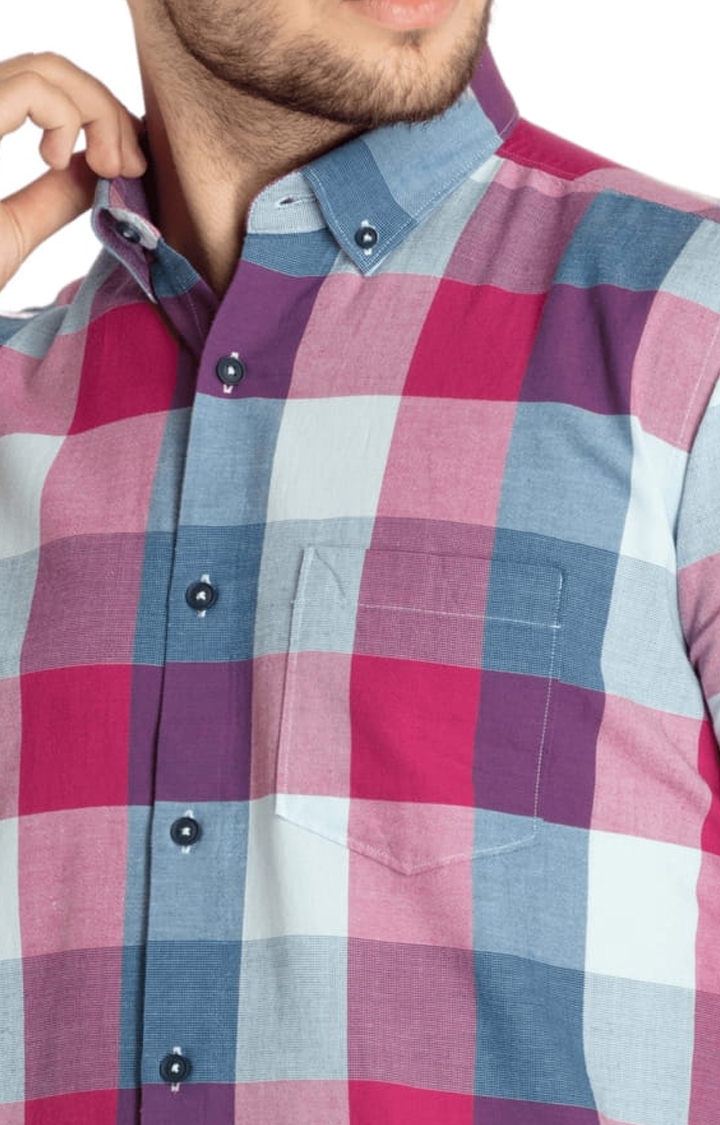 Status Quo | Men's Red Cotton Checked Casual Shirts 3