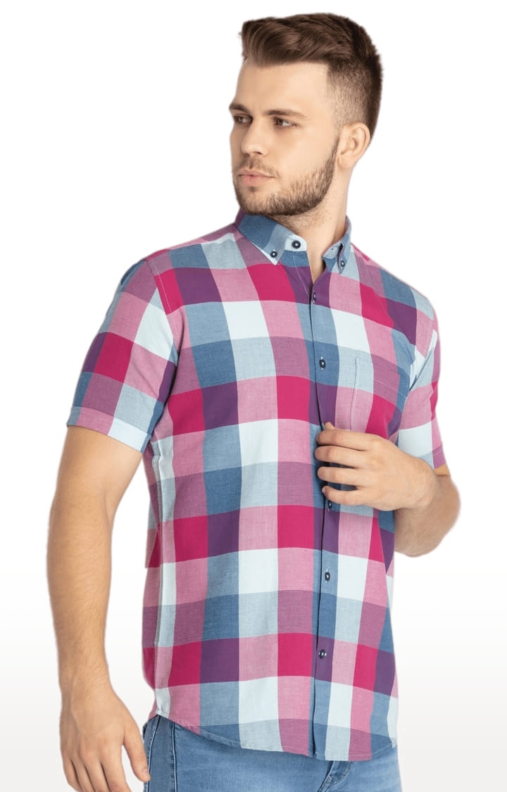 Status Quo | Men's Red Cotton Checked Casual Shirts 1