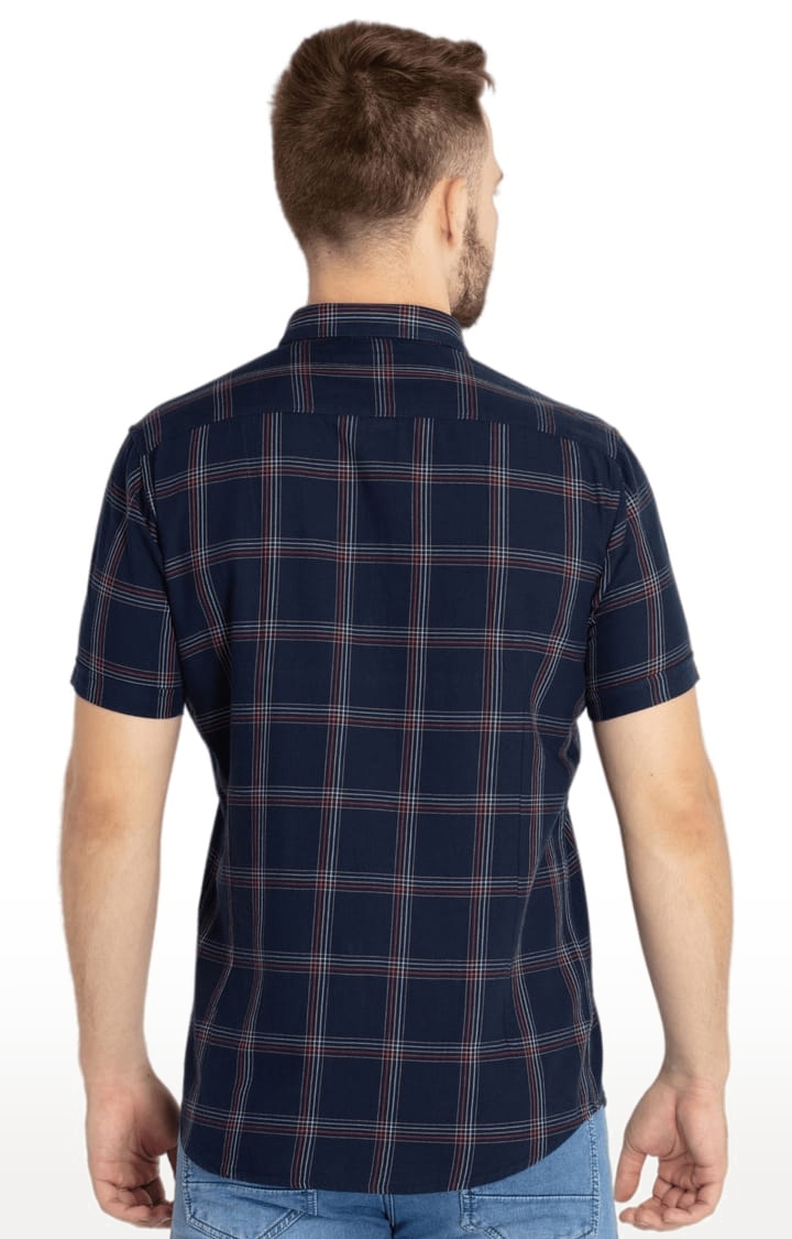 Status Quo | Men's Blue Cotton Checked Casual Shirts 2