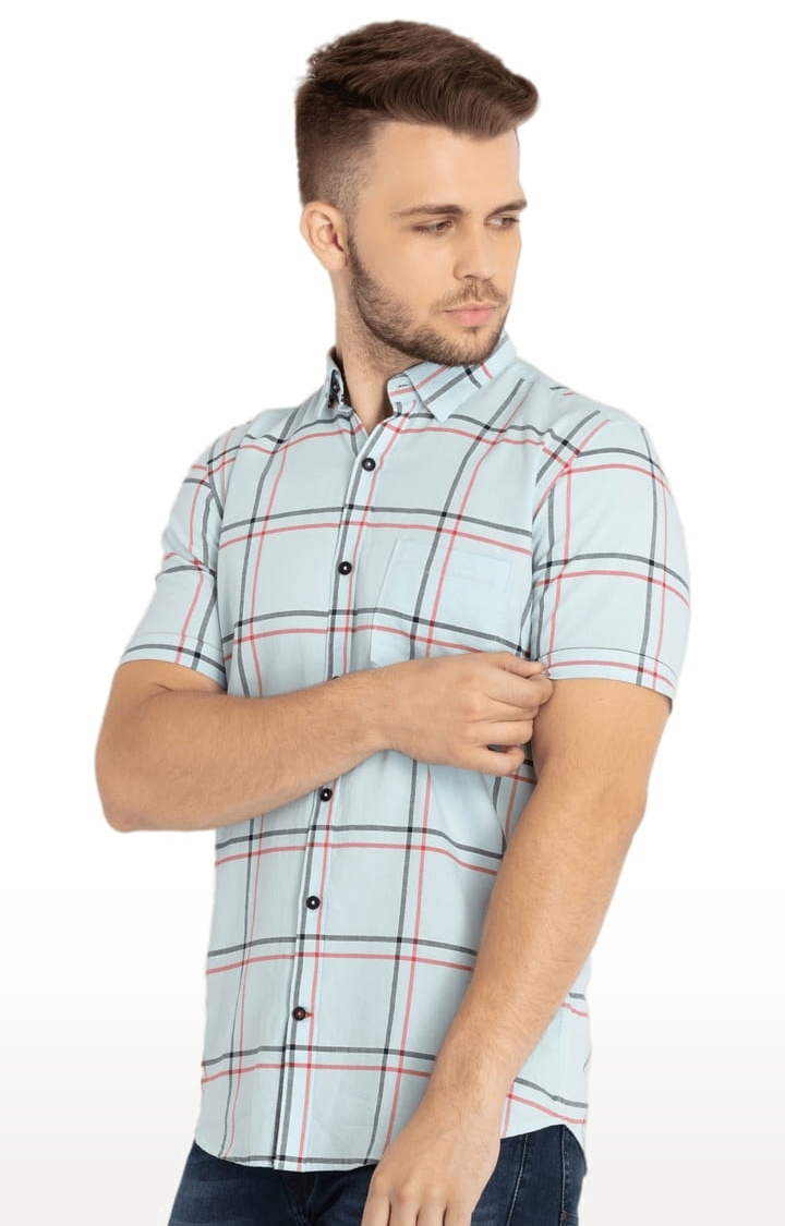 Status Quo | Men's Blue Cotton Checked Casual Shirts 1