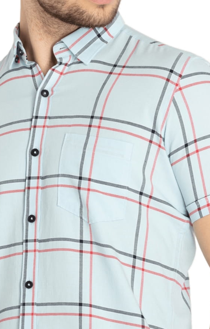 Status Quo | Men's Blue Cotton Checked Casual Shirts 3