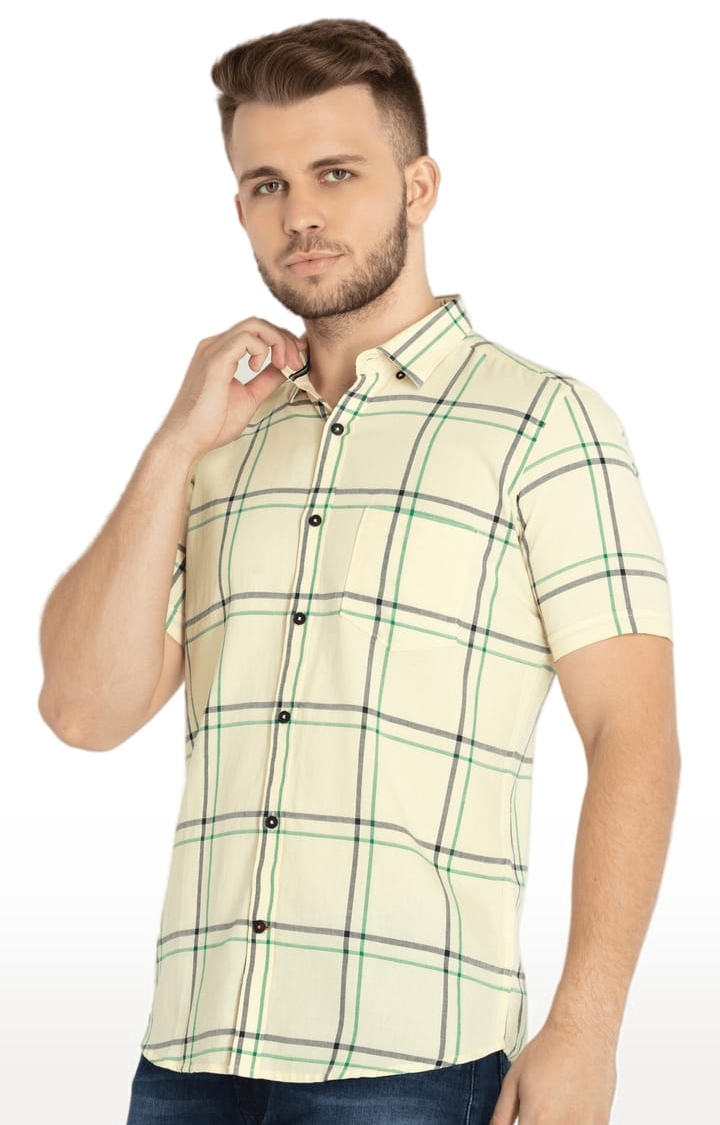 Status Quo | Men's Yellow Cotton Checked Casual Shirts 1