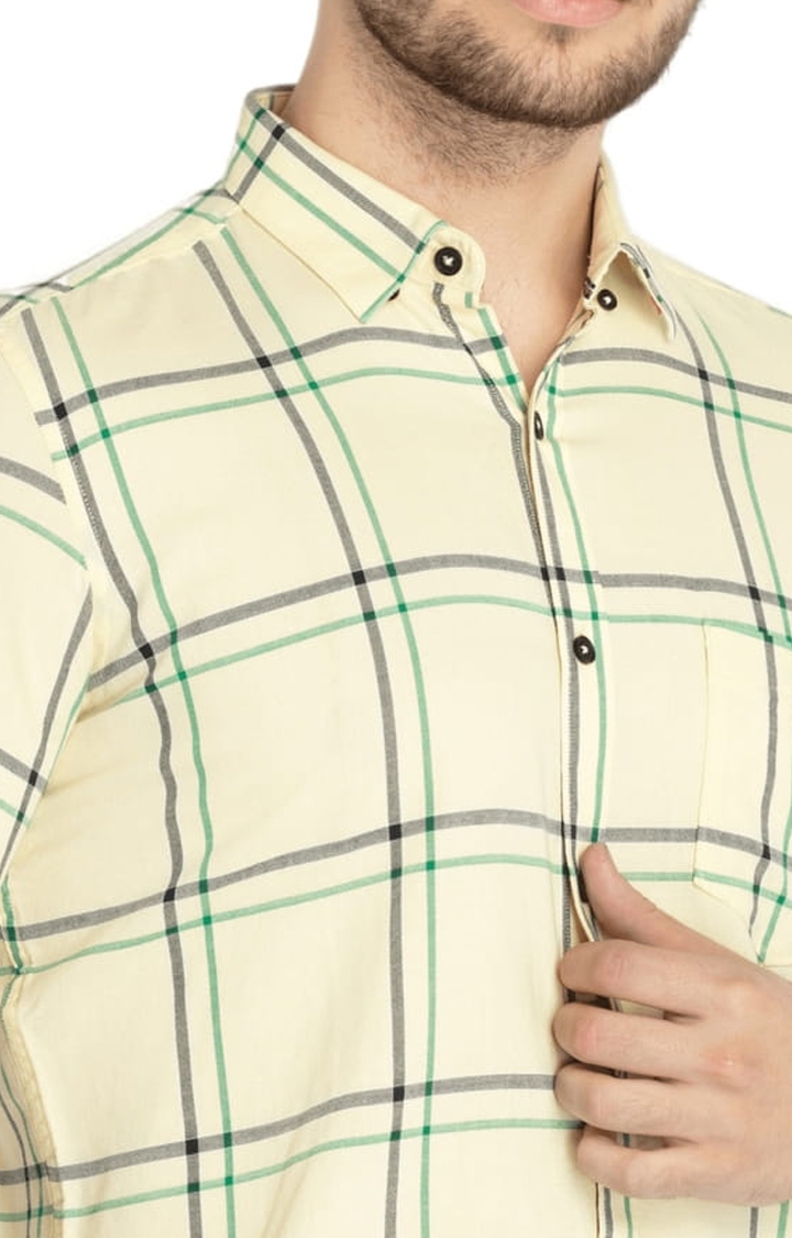 Status Quo | Men's Yellow Cotton Checked Casual Shirts 3