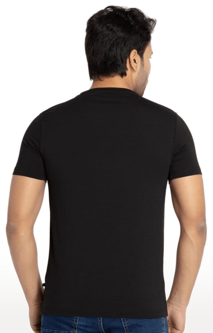 Status Quo | Men's Black Cotton Printeded Regular T-Shirt 2