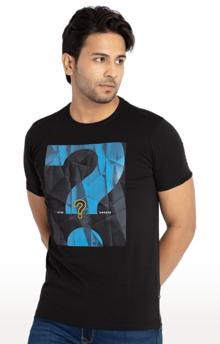Status Quo | Men's Black Cotton Printeded Regular T-Shirt 1