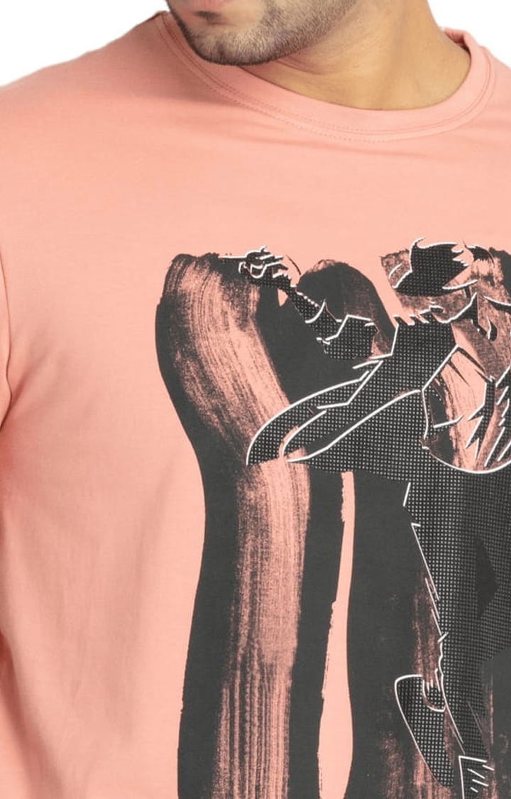 Status Quo | Men's Pink Cotton Printeded Regular T-Shirt 3